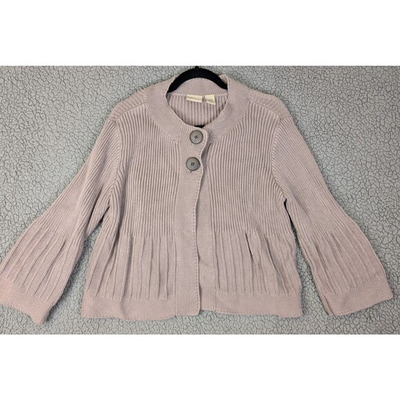 Ruff Hewn Cardigan Sweater XL Brown Womens Bell Sleeve Large Button 100% Cotton - Picture 1 of 11